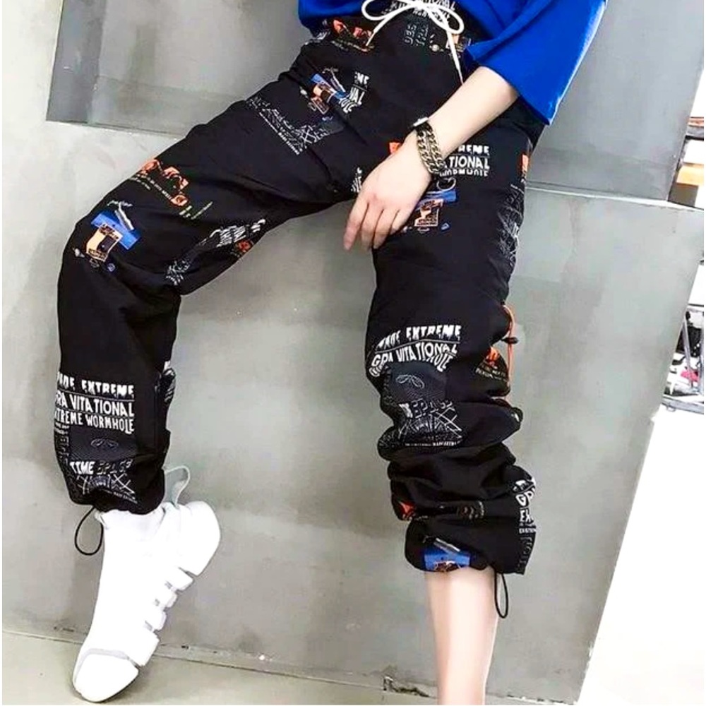 ⭐️ UNISEX ⭐️ Graphic Print Drawstring Waist Relaxed Fit Pants  Size M